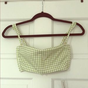 Montce RUFFLE BANDEAU BIKINI VERT GREEN GINGHAM